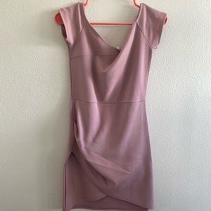 Pink off the shoulder body con dress